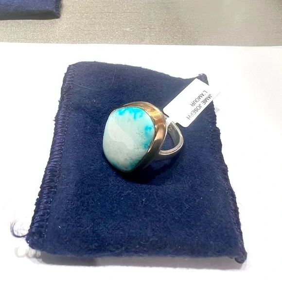 Jamie Joseph Sterling/14k Gold with Natural Turquoise Ring.Size 8 - Picture 1 of 5